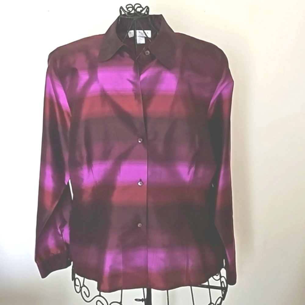 Doncaster Silk Button Shirt, Size L.